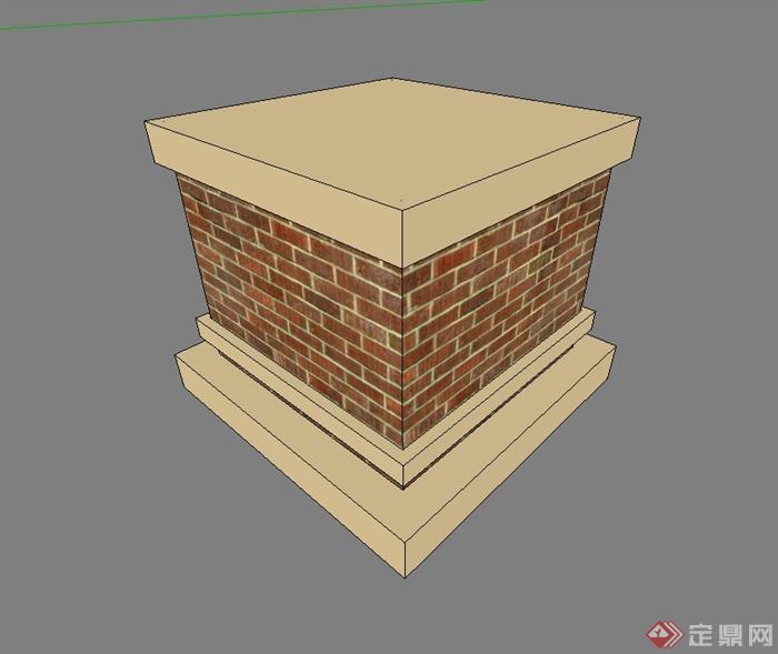 现代风格砖砌柱子基座设计su模型(1)