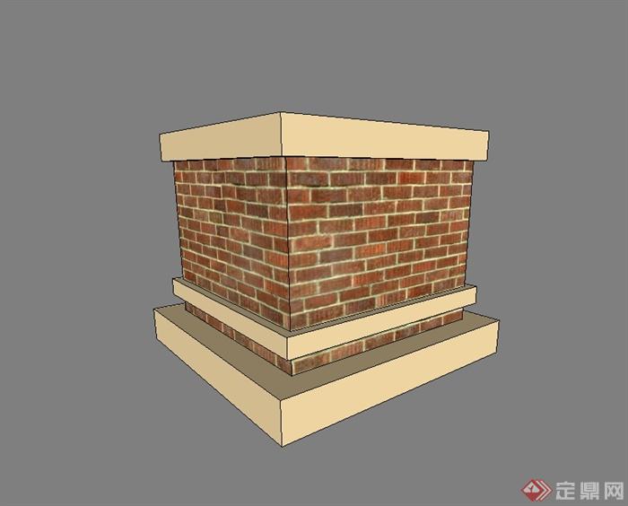 现代风格砖砌柱子基座设计su模型(2)