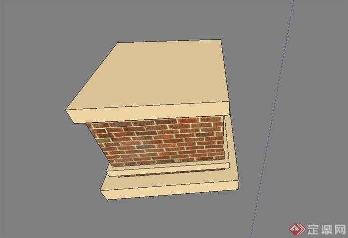 现代风格砖砌柱子基座设计su模型(3)