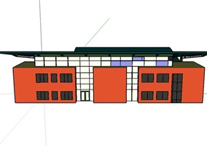 某现代风格工厂厂房建筑SU(草图大师)模型设计