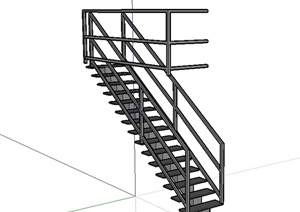 某现代风格详细独特楼梯设计SU(草图大师)模型