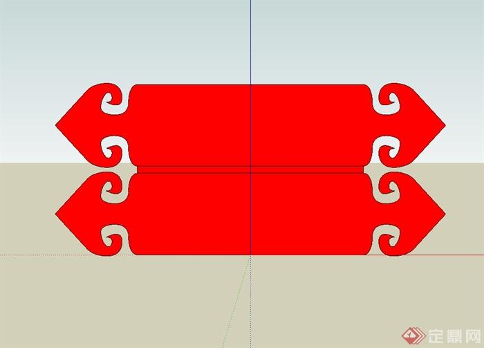 10种剪纸花纹中式元素设计su模型(4)