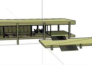 某现代风格木屋别墅建筑结构SU(草图大师)模型设计