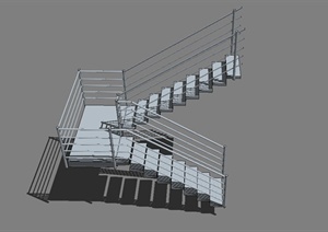 某现代风格铁艺楼梯SU(草图大师)模型设计