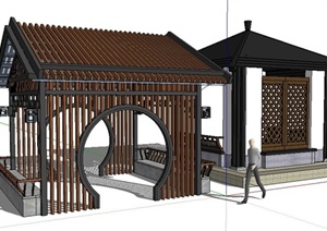 两款现代新中式景观亭设计SU(草图大师)模型