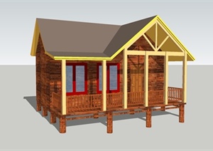 现代湖边小木屋建筑设计SU(草图大师)模型