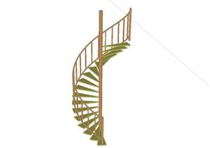 某现代简约风格旋转楼梯设计SU(草图大师)模型