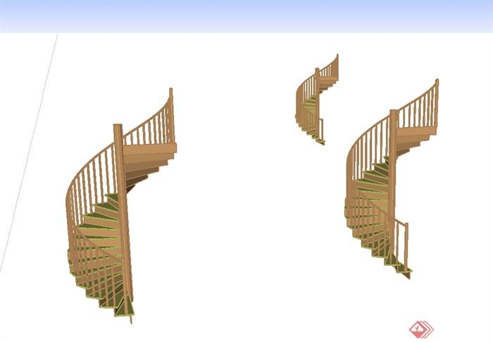 某现代风格室内旋转楼梯设计su模型(1)