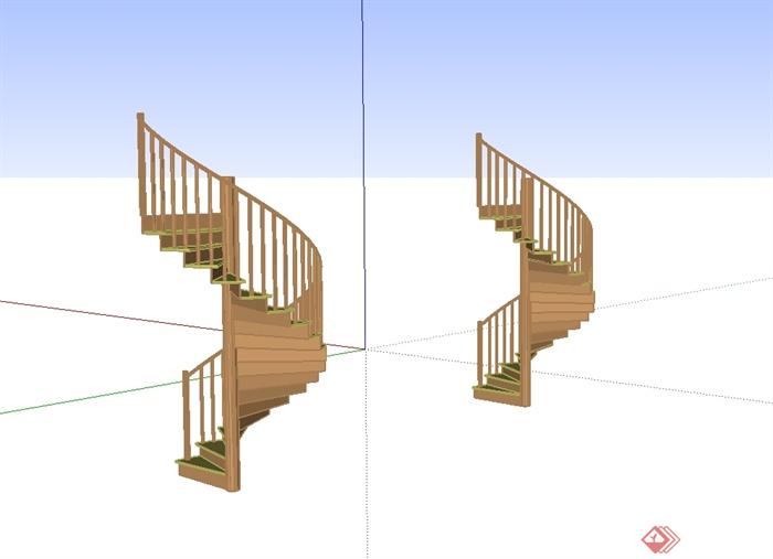 某现代风格室内旋转楼梯设计su模型(2)