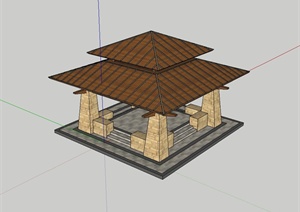 东南亚风格独特亭子设计SU(草图大师)模型