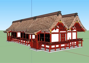 某混搭风格独特寺庙建筑楼设计SU(草图大师)模型