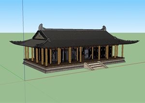 古典中式风格传统文化建筑楼设计SU(草图大师)模型