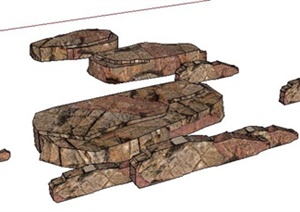 各种形状石头石块SU(草图大师)模型