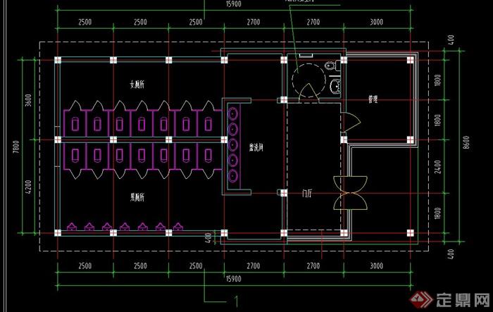 某风景区公厕建筑CAD方案图设计(1)