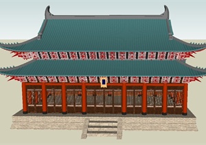 某古典中式风格精致寺庙建筑SU(草图大师)模型设计