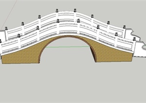 某现代中式风格石头拱桥SU(草图大师)模型设计