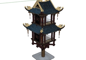 某古典中式风格蟠龙观景塔设计SU(草图大师)模型