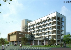 某现代风格大型医院建筑设计SU(草图大师)模型含JPG效果图
