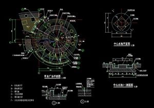 某现代风格广场中心旱喷泉水池设计cad施工图