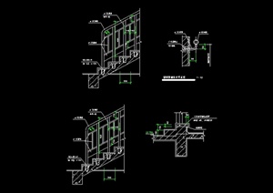 某现代风格楼梯扶手栏杆设计cad施工节点图