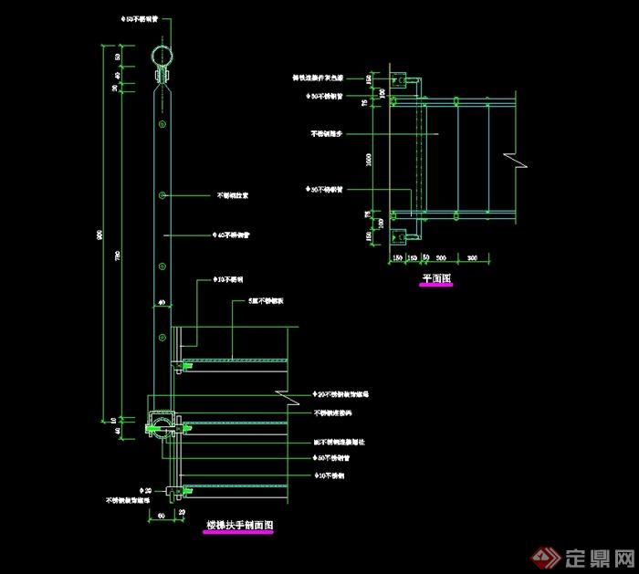 某现代风格楼梯栏杆局部设计cad施工图(1)