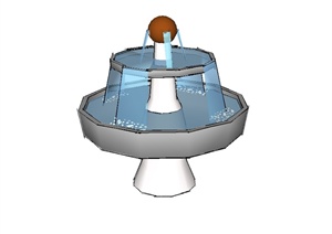 某现代风格两层跌水水钵设计SU(草图大师)模型