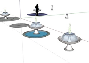 某现代风格喷水景盆水钵设计SU(草图大师)模型