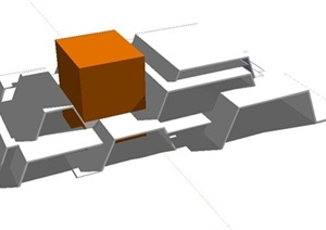某现代风格剧场建筑构架SU(草图大师)模型设计