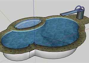 现代简约小型泳池设计SU(草图大师)模型