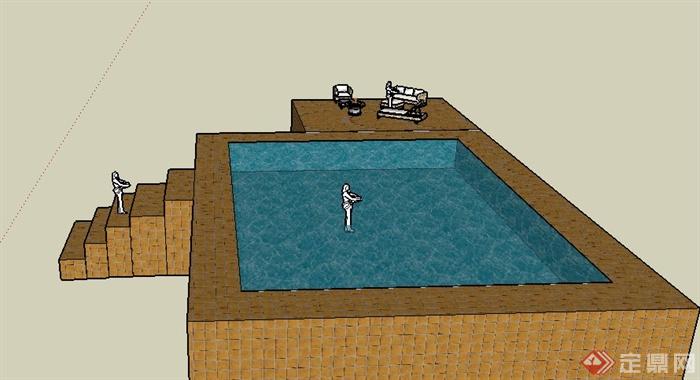 长方形水池立体图图片