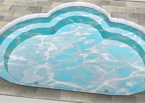 某现代风格家庭泳池设计SU(草图大师)模型