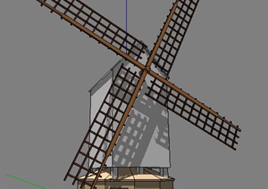 风车磨房建筑设计SU(草图大师)模型