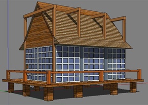 某架空住宅小屋设计SU(草图大师)模型