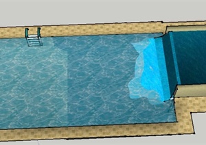 简约家庭泳池设计SU(草图大师)模型