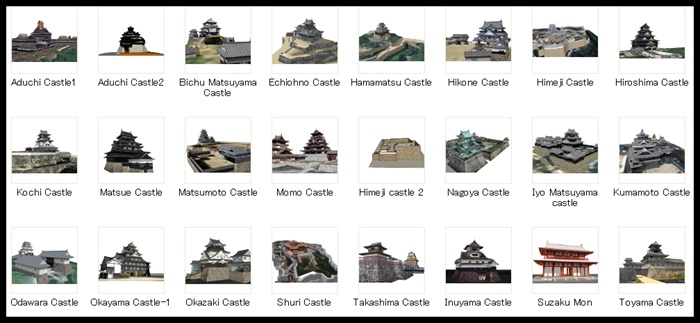 日本各式古建筑设计su模型