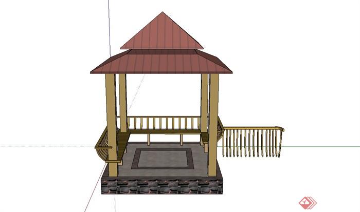 某东南亚风格简约景观亭设计SU模型(2)