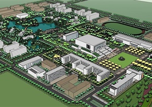 韩国某大学校园景观规划设计SU(草图大师)模型