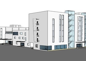 现代简约多层医院大楼建筑设计SU(草图大师)模型