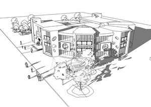 某现代风格幼儿园教学楼设计SU(草图大师)模型