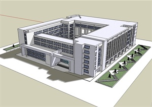某现代风格学校行政楼建筑设计SU(草图大师)模型