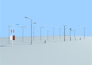 某现代风格道路路灯合集设计3d模型