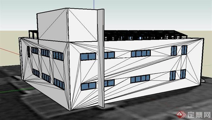 现代科技学院公共澡堂建筑设计su模型(4)