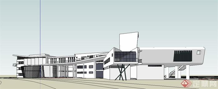 某学校科技楼教学楼建筑设计su模型(2)