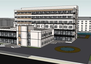 现代风格多层人民医院建筑设计SU(草图大师)模型