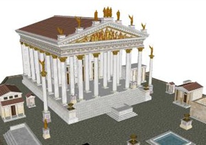 某欧式风格神庙建筑楼设计SU(草图大师)模型