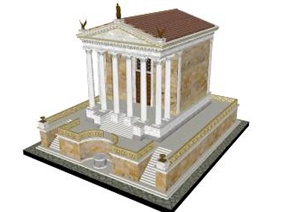 某欧式风格雅典娜神庙建筑设计SU(草图大师)模型
