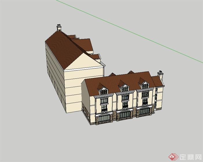某英式风格儿童福利院建筑楼设计su模型(2)