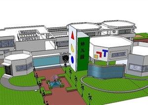 某现代风格中心幼儿园建筑设计SU(草图大师)模型