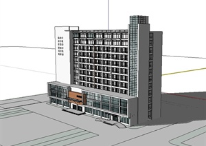某现代风格医院病房楼建筑设计SU(草图大师)模型