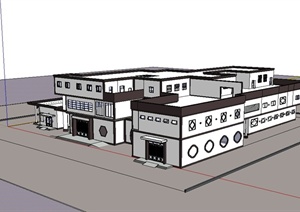 某现代中式风格医院建筑楼设计SU(草图大师)模型